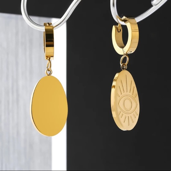 18K gold plated ellipse earrings - Picture 6 of 7